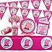 Gxhong 30 pcs Peppa Pig Forniture per Festa Compleanno Stoviglie, Peppa Pig Tema Forniture per Feste, Decorazioni Feste, Set Accessori Feste Tazze Piatti asciugamani di carta Cannucce Banner Tovaglia