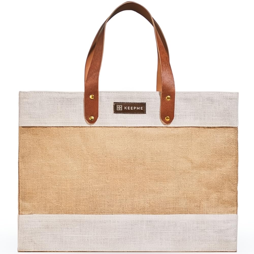 Out of the Woods Jute Tote, Reusable, Sustainable Grocery and Carryall Bag