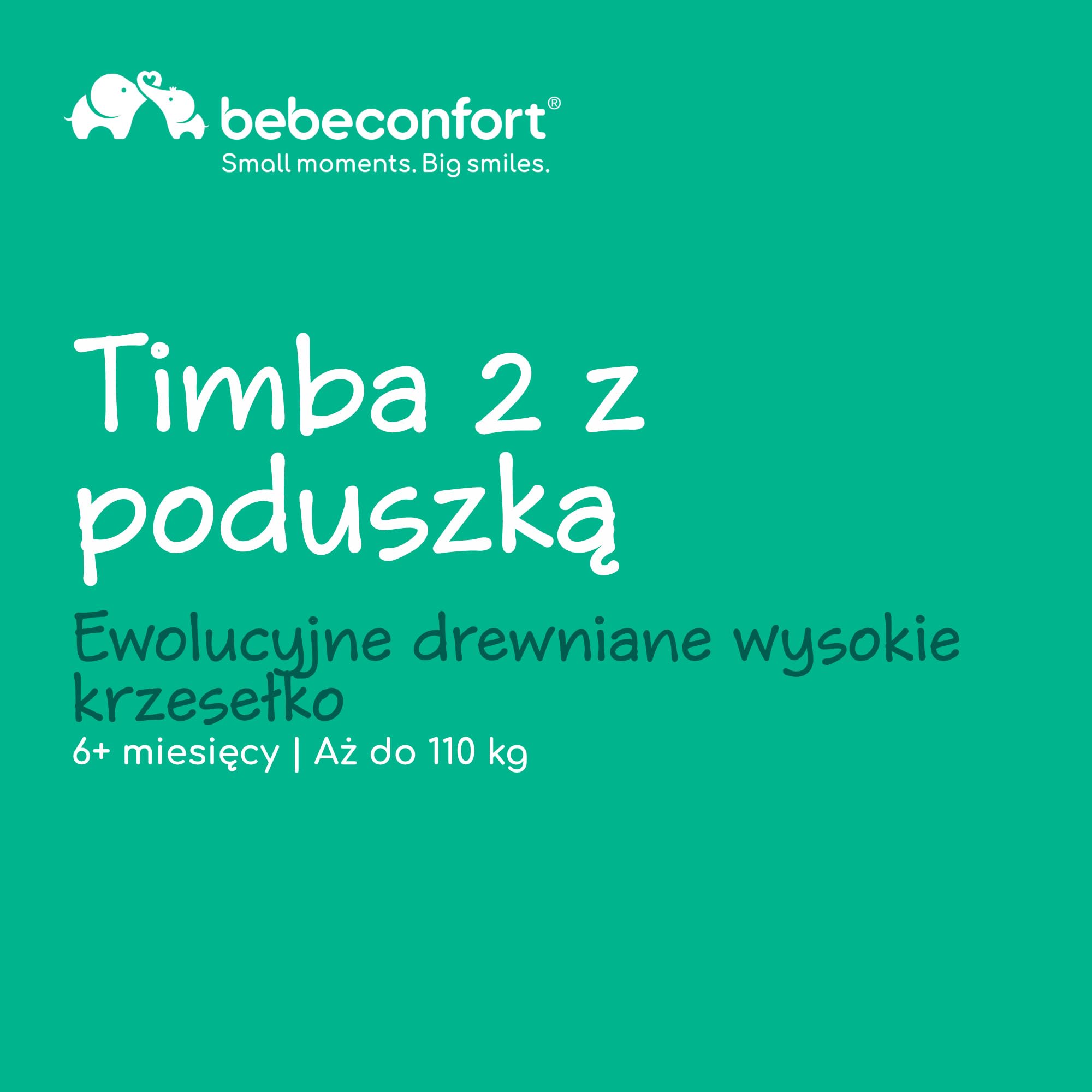 Bebeconfort Timba 2 z Poduszką, Krzesełko Dziecięce Drewniane, 6+ Miesięcy, Do 110 kg, Ergonomiczne Krzesełko do Karmienia, Pasuje do Wielu Stołów, Wyjmowana Taca, Natural Wood + Beige