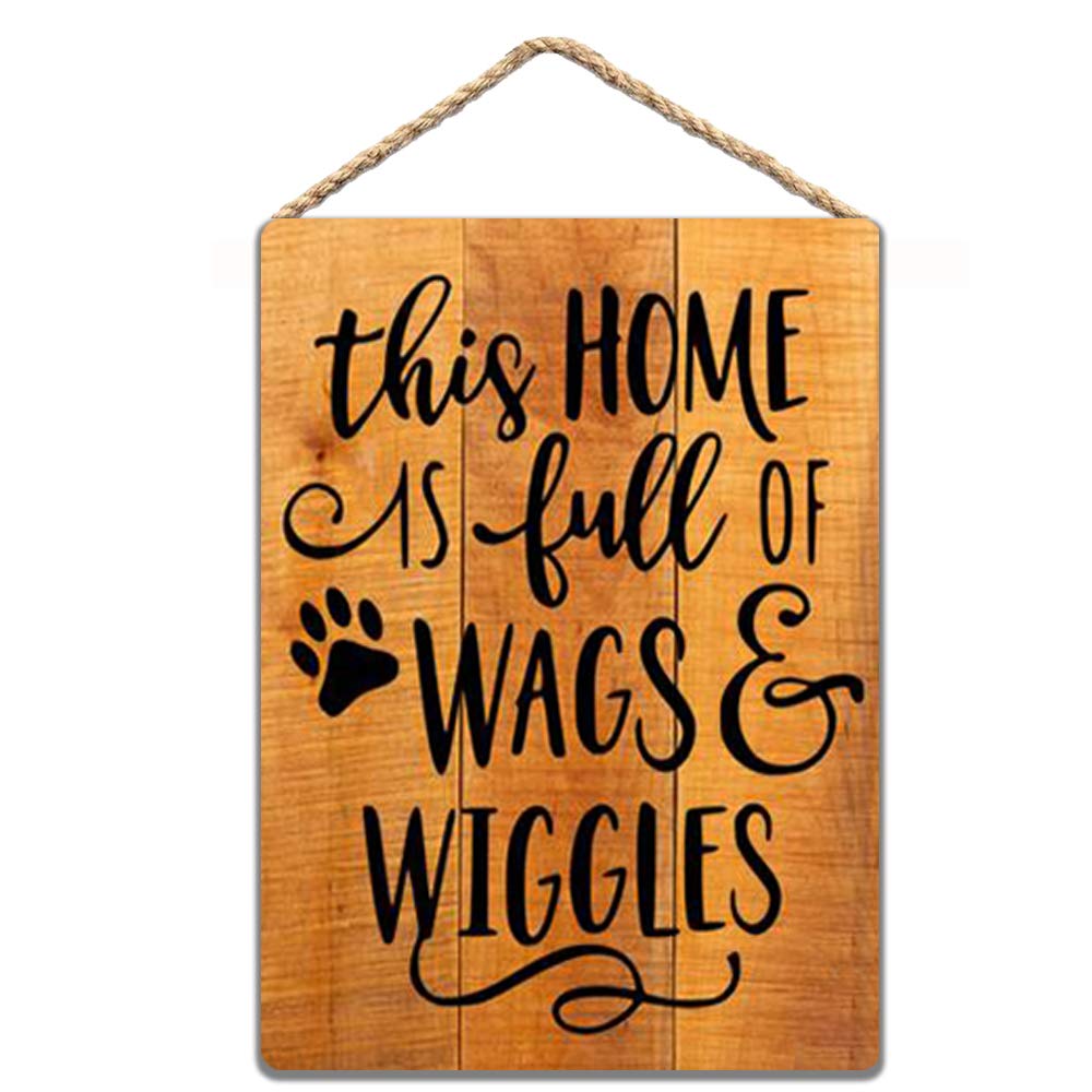 Yivxa Tin-199 This Home Is Full Of Wags And Wiggles Rustic Tin Sign 8X12 Inch Weird And Interesting Vintage Metal Tin Sign, Tinplate Painting, Decorative Plaque