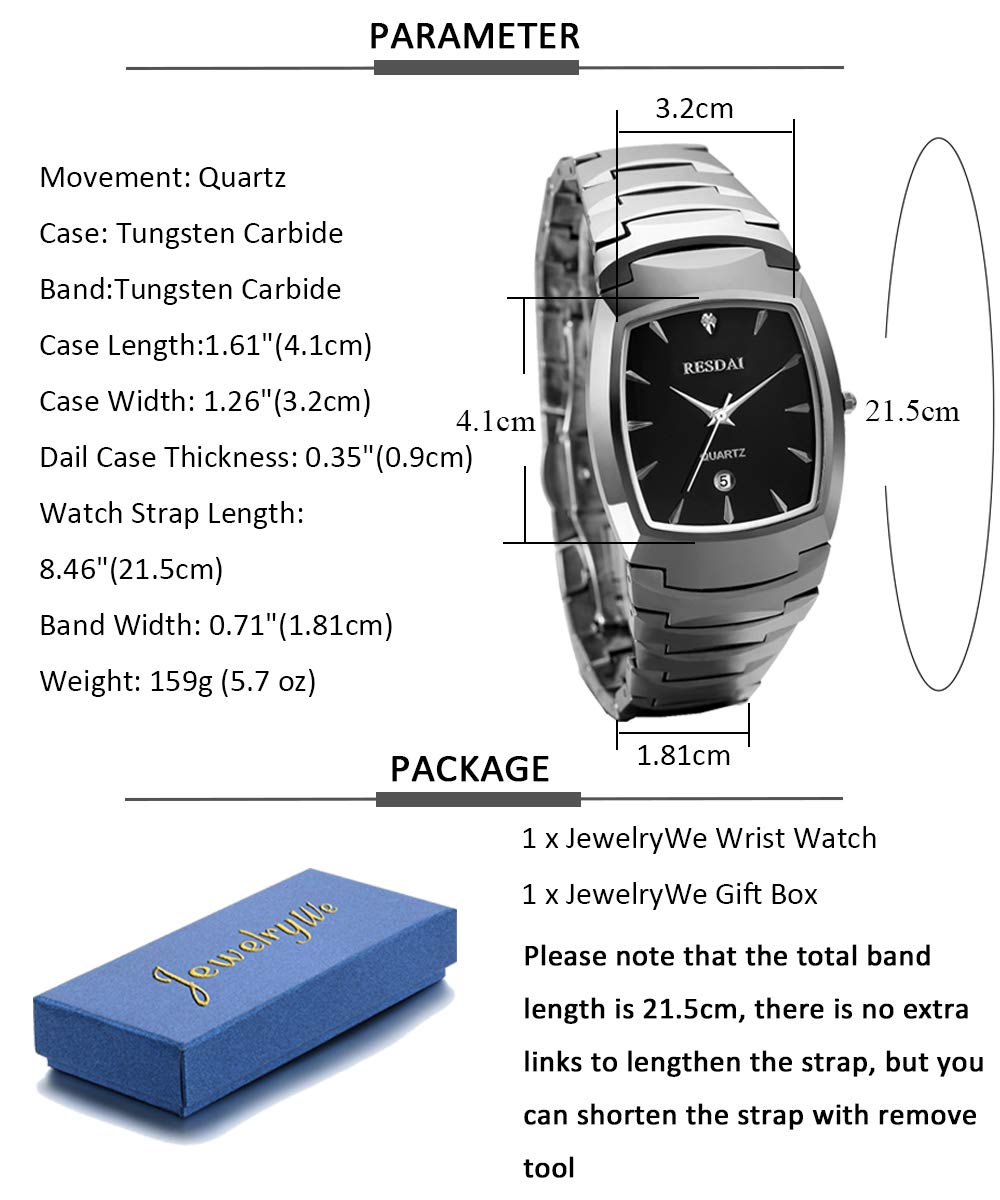 Jewelrywe Reloj cronógrafo de Cuarzo tungsteno Plata Calendario de la Mariposa de la Hebilla (Hombres)