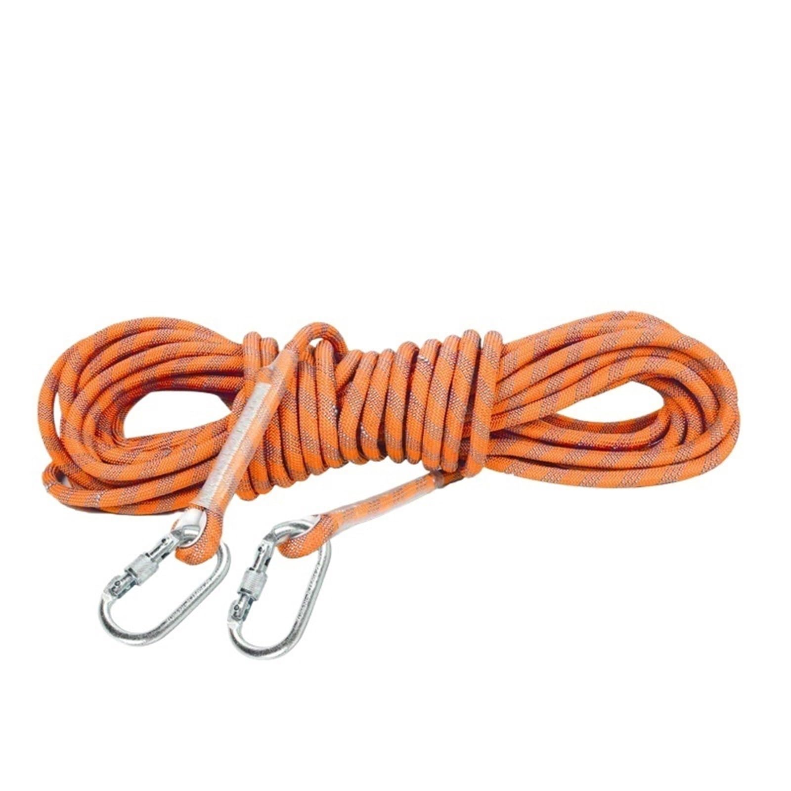 Laundry Line Portable 10M/20M Wire Rope Clothesline Thicken With 2 Hooks Clothes Drying Windproof 8MM Core Nylon Cord Household Balcony Garden(Orange 20M)