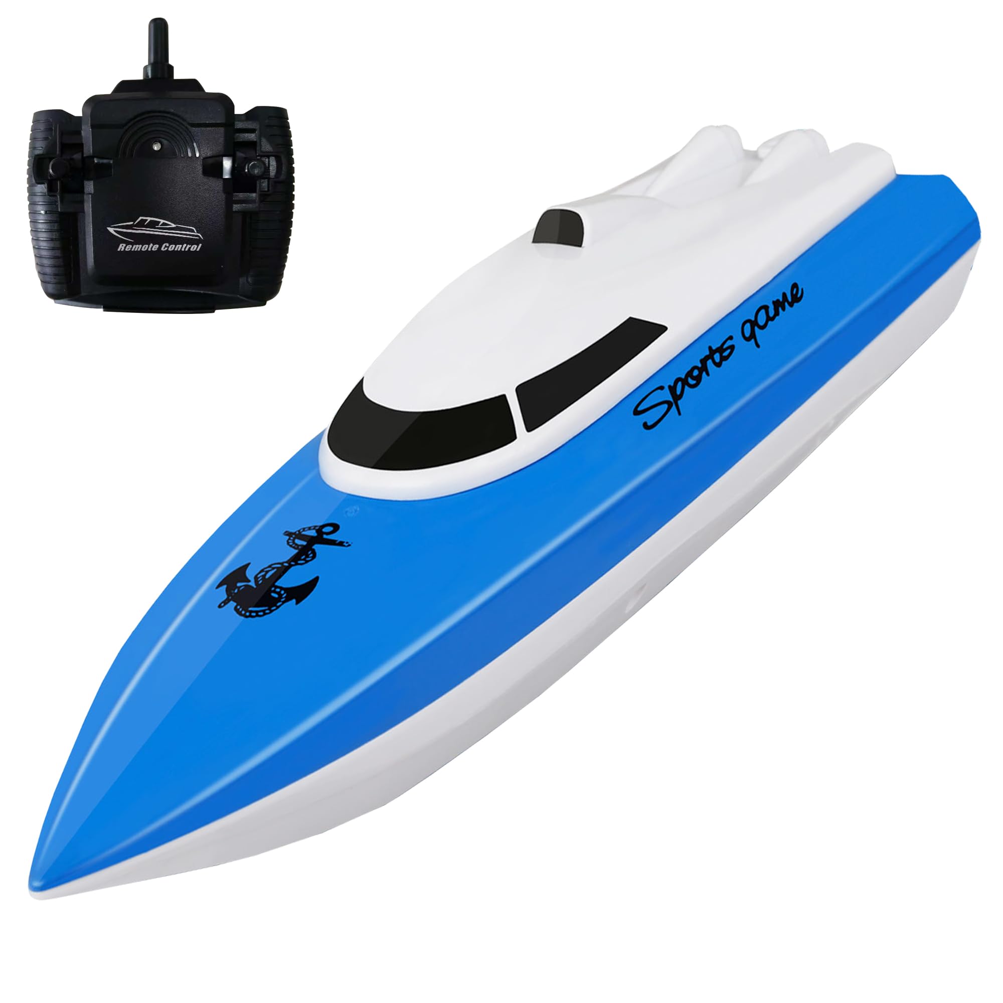 RC Boat, Remote Control Boats for Lake/Pool/Pond, 2.4 GHz High Speed Outdoor Adventure Electric Mini RC Racing Boats with Rechargeable Battery, Water Play Toy Gift for Boys&Girls-Blue