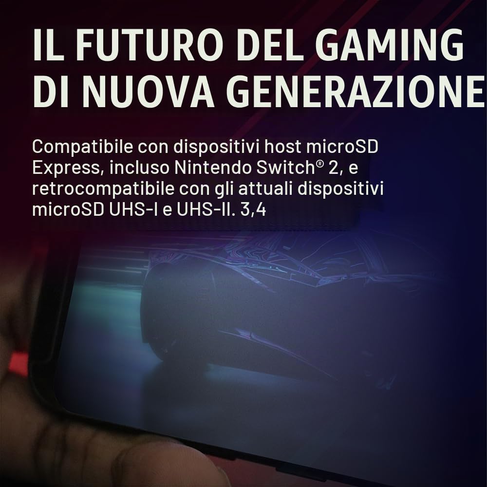 PNY Scheda microSD™ Express 512GB UHS-I U3 V30 A1, fino a 890MB/s in lettura e fino a 810MB/s in scrittura, ideale per dispositivi compatibili con microSD Express come Nintendo Switch 2