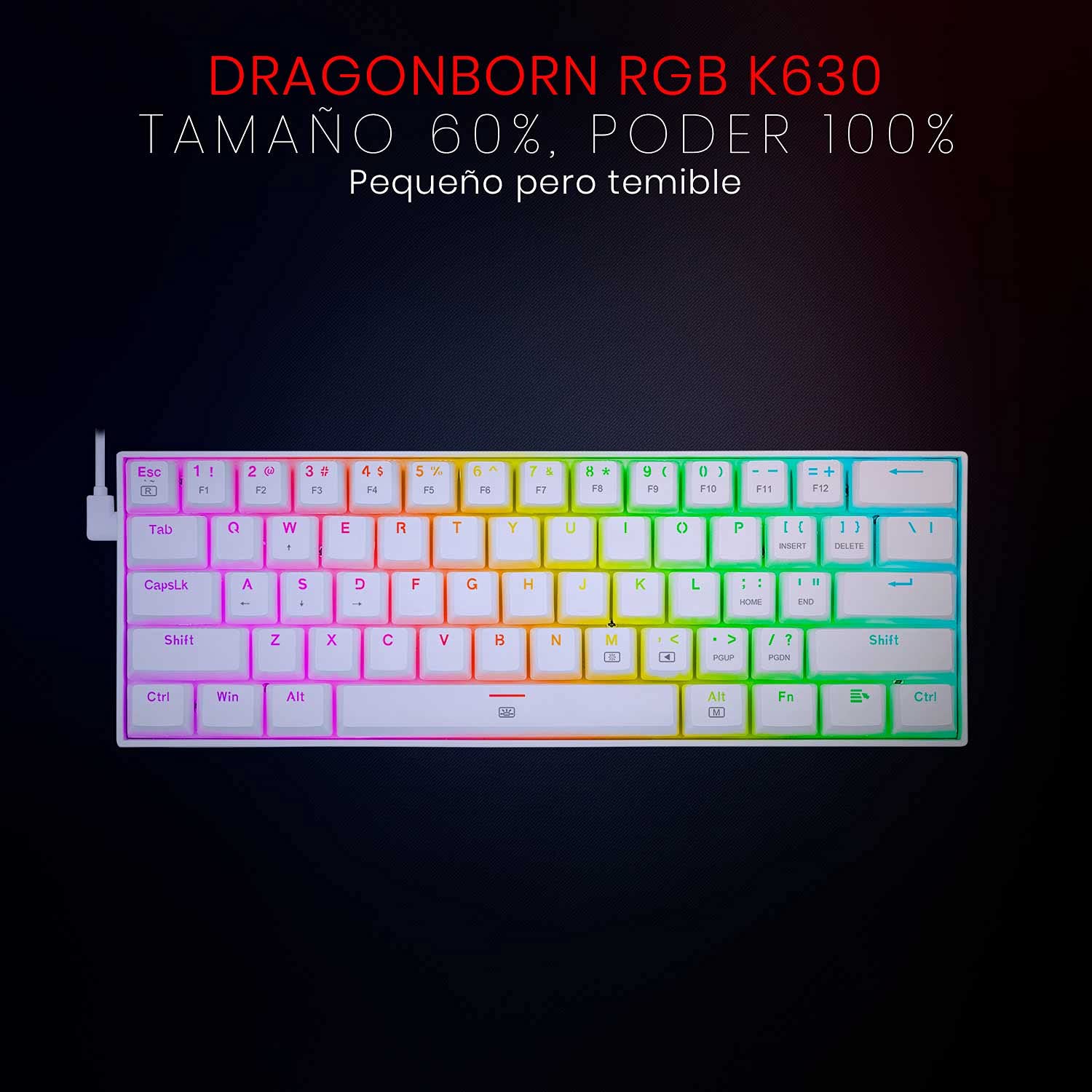 REDRAGON - Dragonborn Teclado Mecánico Gaming RGB Blanco