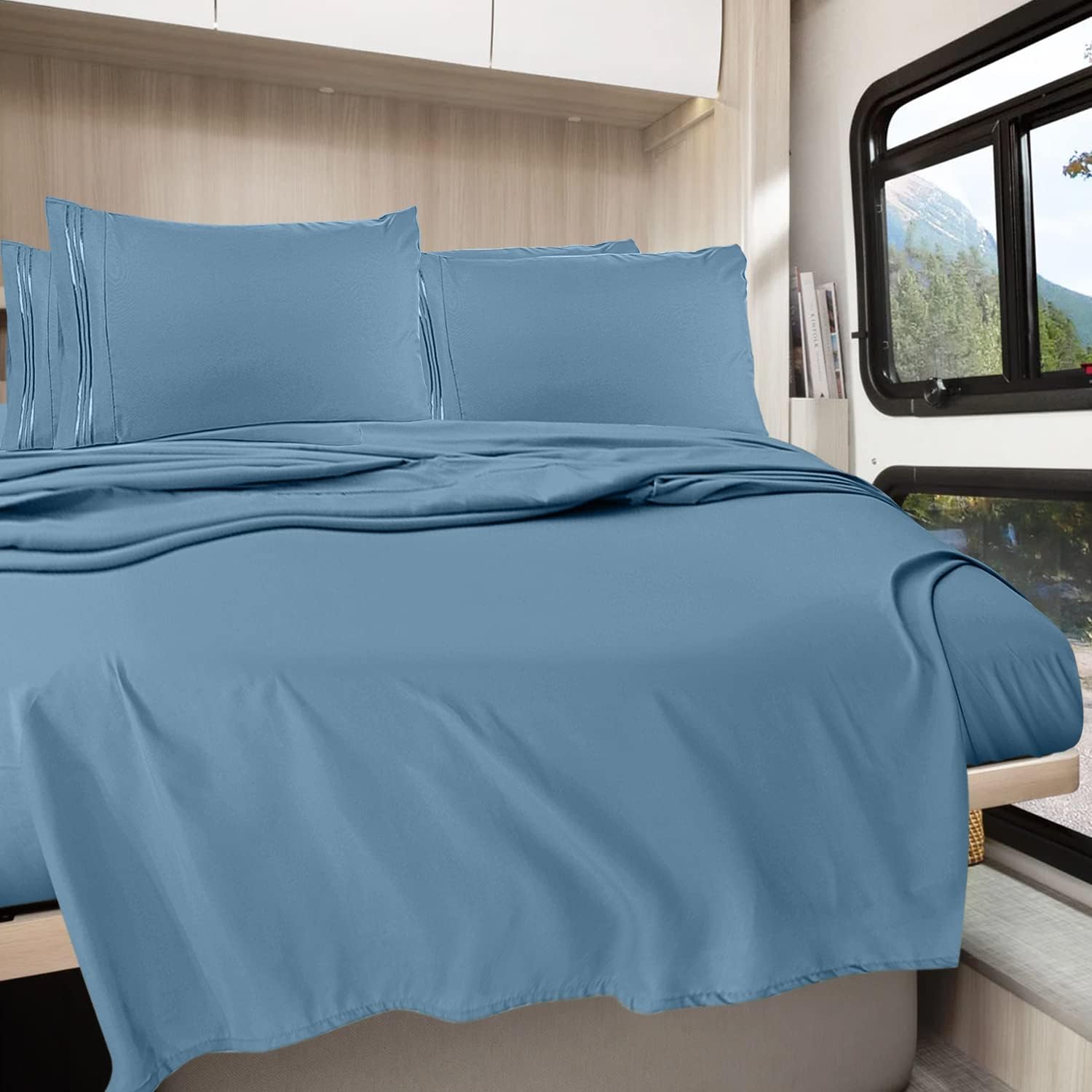 Clara Clark RV Queen Sheets, 6 Piece RV Sheets Set Hotel