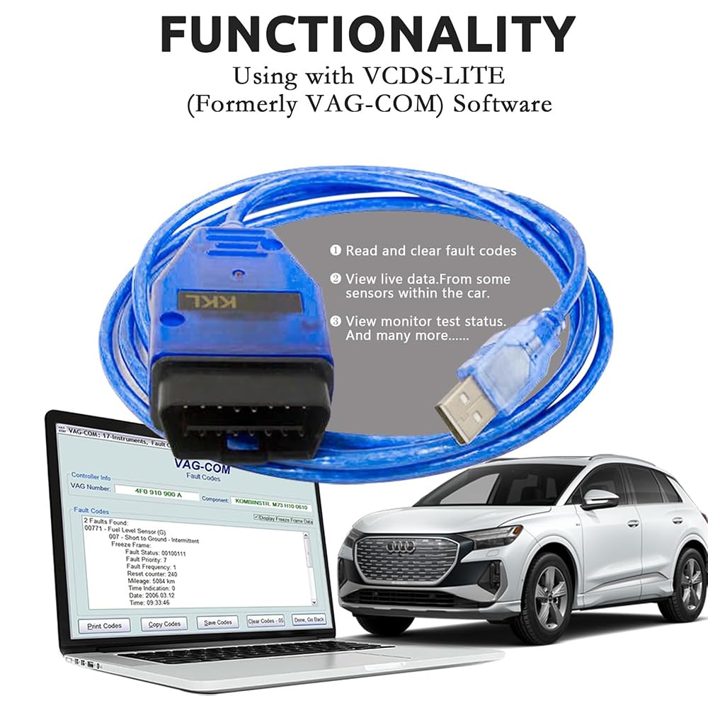 Amazon.co.jp: OBD2 KKL 409.1 VCDS USBケーブル、VAG、VW、アウディ