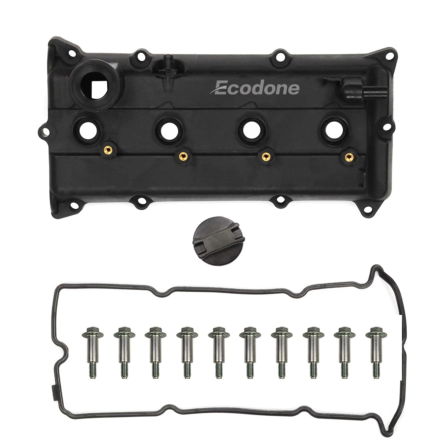 Photo 1 of Ecodone Camshaft Engine Valve Cover Gasket Oil Filler Cap Bolts Fit for Nissan Sentra L4 2.5L 2002-2006 Altima PCV Cover Replace No 13270-3Z000,13264-3Z001,264-982 Valve cover+Gaskets+Bolts+Oil cap