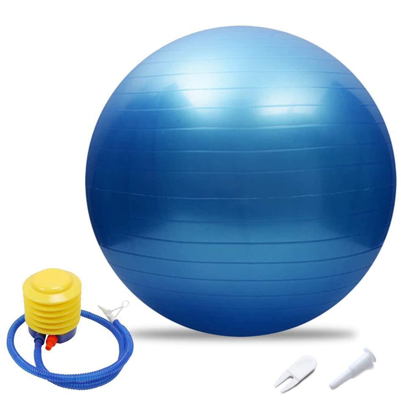 Exercise Ball Yoga Pilates Ball, 45-95cm Balance, Stability, Training Physical Therapy Birthing Ball for Yoga, Anti-Burst Gym Ball, for Gym, Home Gift Air Pump (Blue,85cm/33.46in)