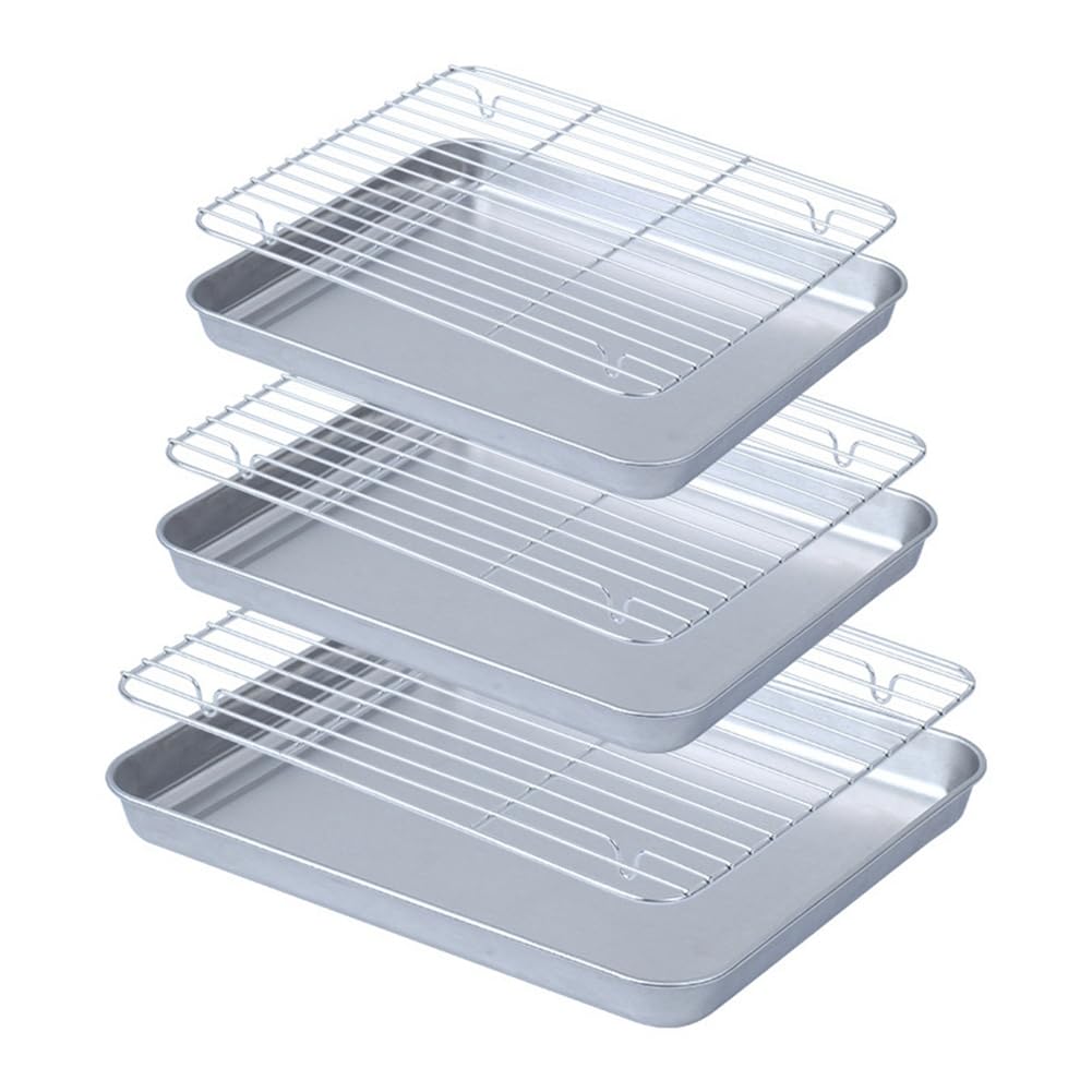 CTRLZS Flat Bottom Drain Tray Draining and Preparation Tray, Baking Tray with Cooling Rack Set