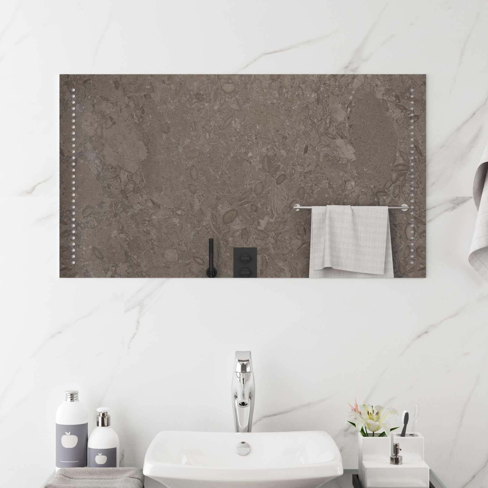 Lustro łazienkowe LED, przezroczyste, 90 x 50 cm, szkło hartowane, bez ramy