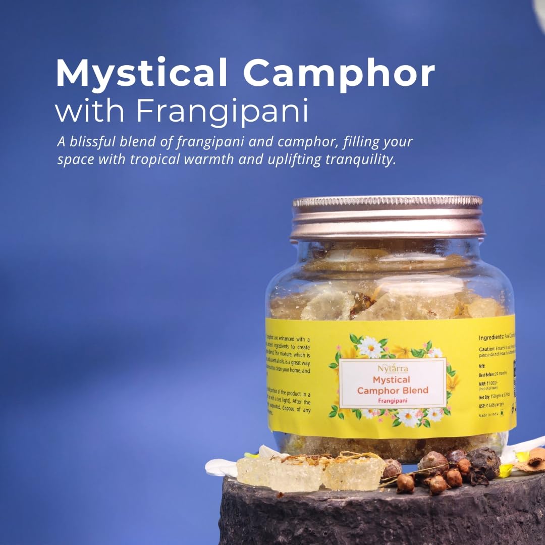 Nytarra Frangipani Mystical Camphor Mix 150g | Premium Pure Kapoor for Puja, Diffuser, Mosquito Repellent, Positivity | Herbs, Botanicals, Dried Flowers and Natural Essential Oils - Image 6 thumbnail