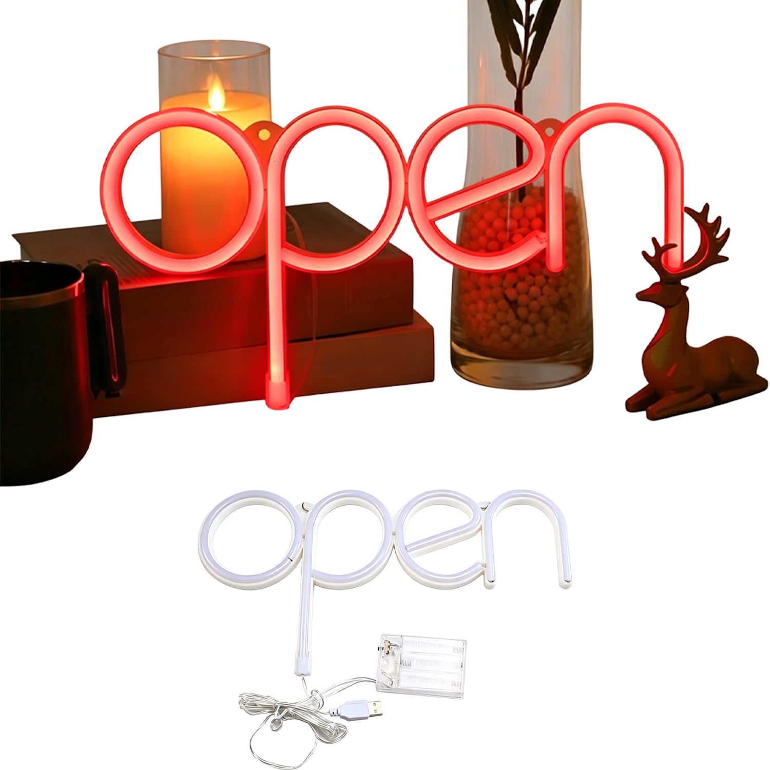 Amazon.co.jp: open ネオンサイン オープン LED ネオンライト 営業中