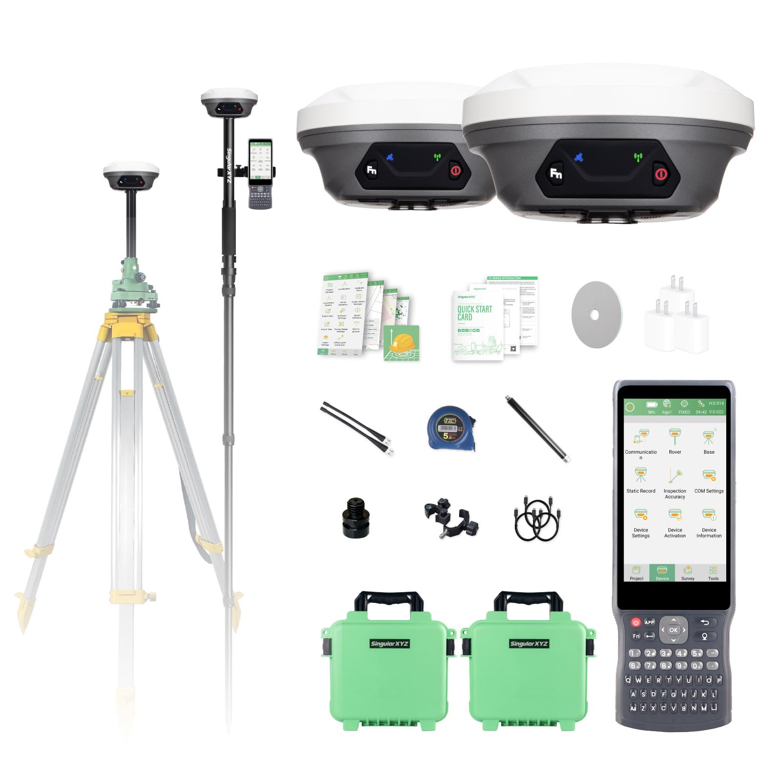 E1 Lite GNSS RTK Surveying Equipment, RTK GNSS GPS with IMU Rover & Base, GPS RTK Handheld Collector with Software, 1cm Accuracy, 1408 Channels, 60° Tilt Survey, 5km UHF Range