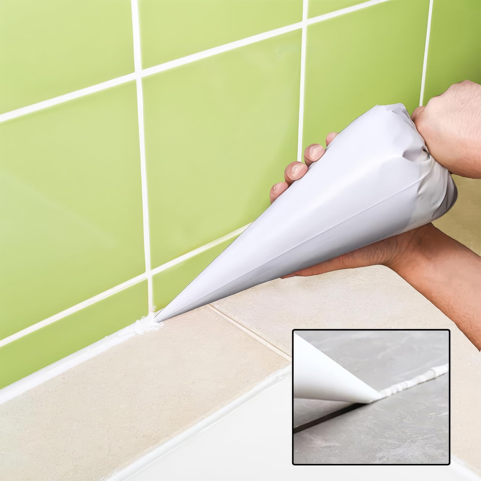 5 Pezzi Sacca per Giunture,Sacchetto per Malta,Erogatore per Cemento,Sacchetti per Fughe, Sacchi per Cemento,con 1pz Spatola Silicone Sigillante,Sigillare Fughe e Giunti di Cucina e Bagno