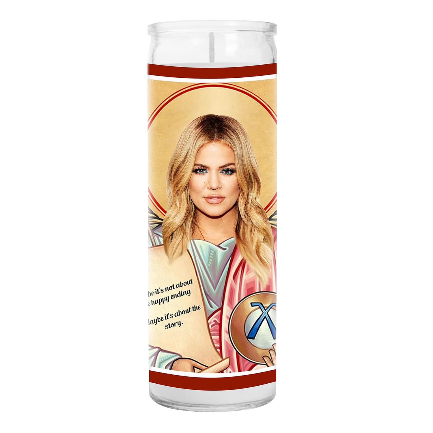 Saint Candle - 8 inch Glass Votive Candle - Handmade in USA - Unscented - Celebrity Gift