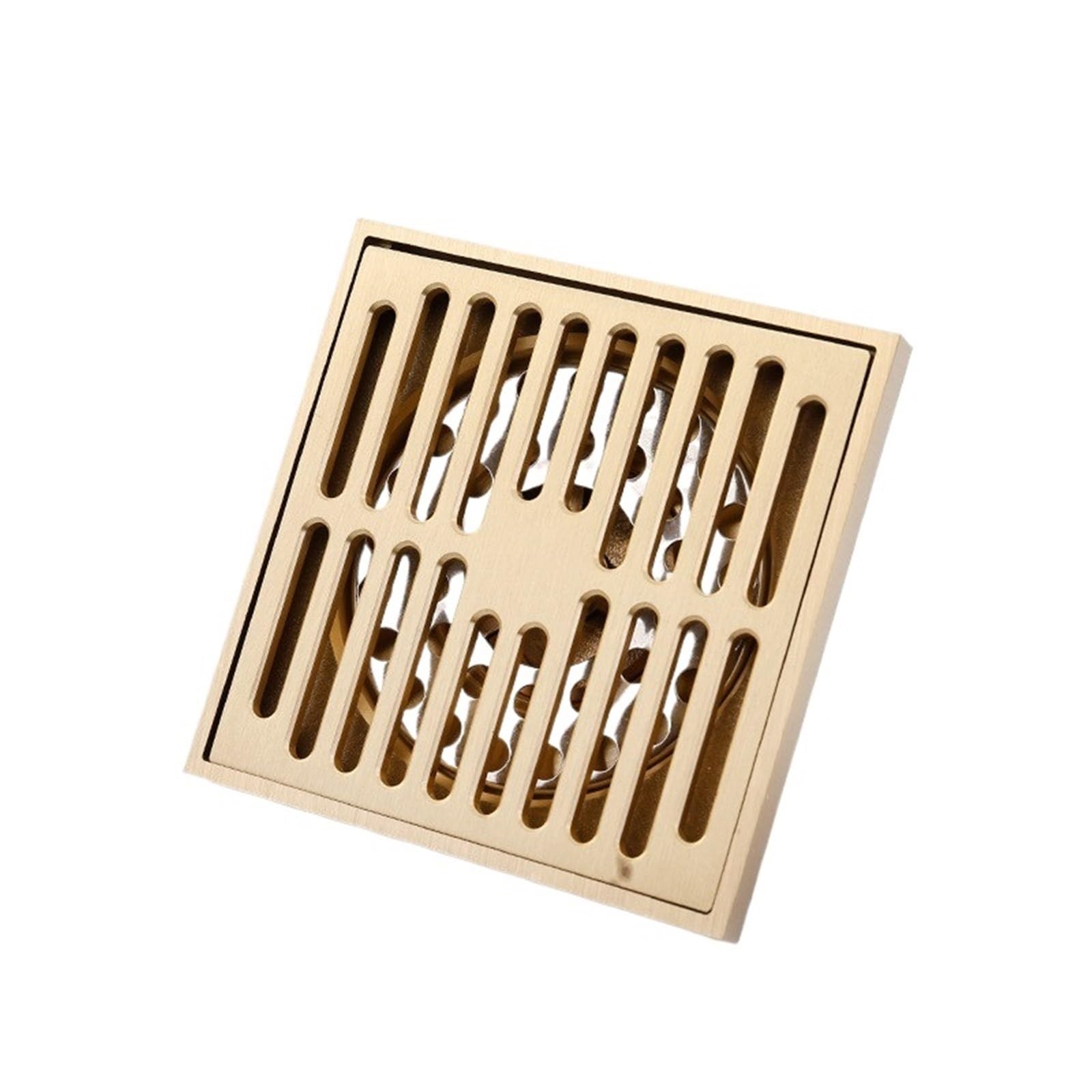Gulley Grid Pure Copper Floor Drain Bathroom Drainage Large Displacement 10x10cm Accessories(Stripe 1)