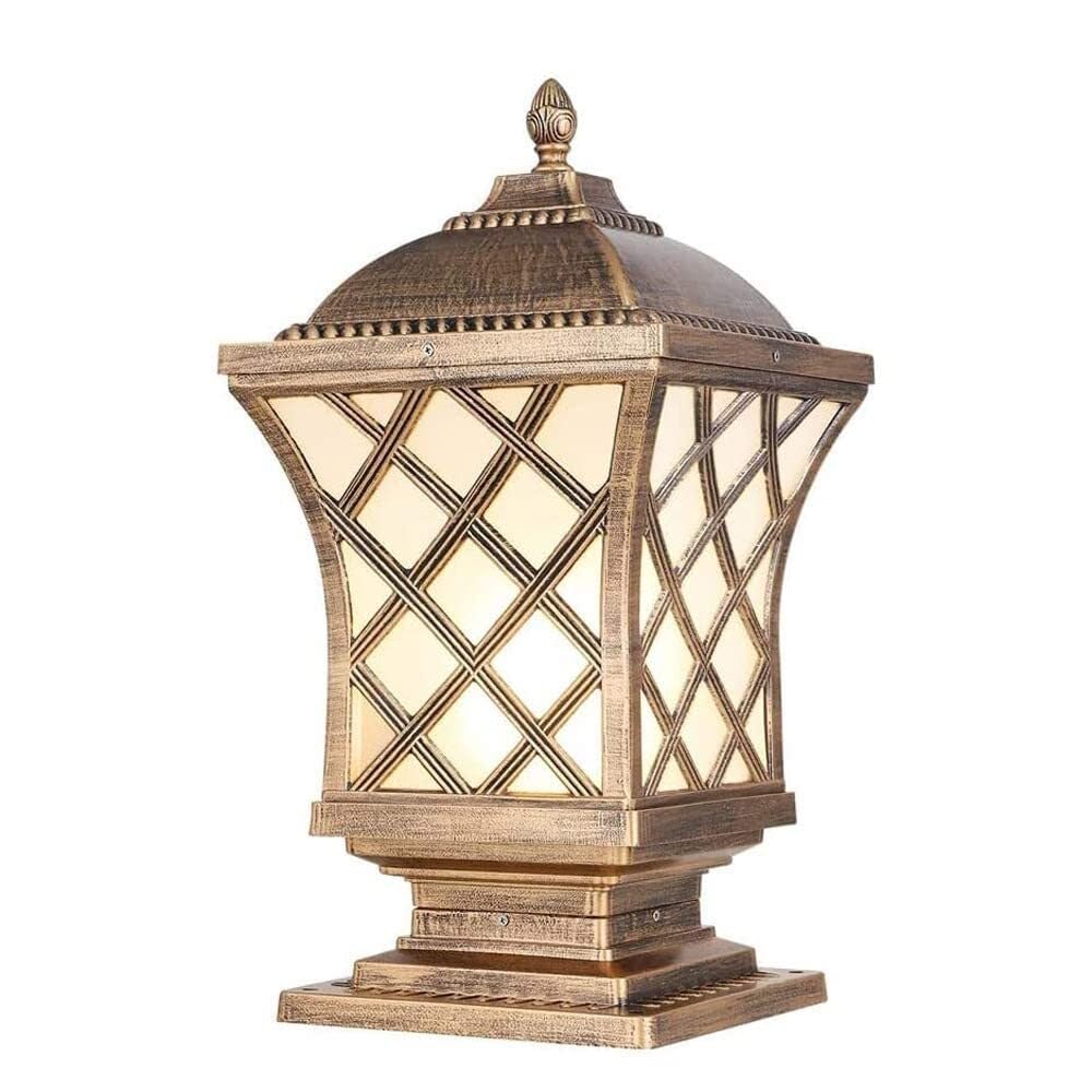 QUSYZD Aluminum Outdoor Pillar Post Light Lantern Traditional Waterproof Pillar Lights Classic Garden Light Column Lamp Waterproof Villa Garden Lighting Decorations,20 * 38cm