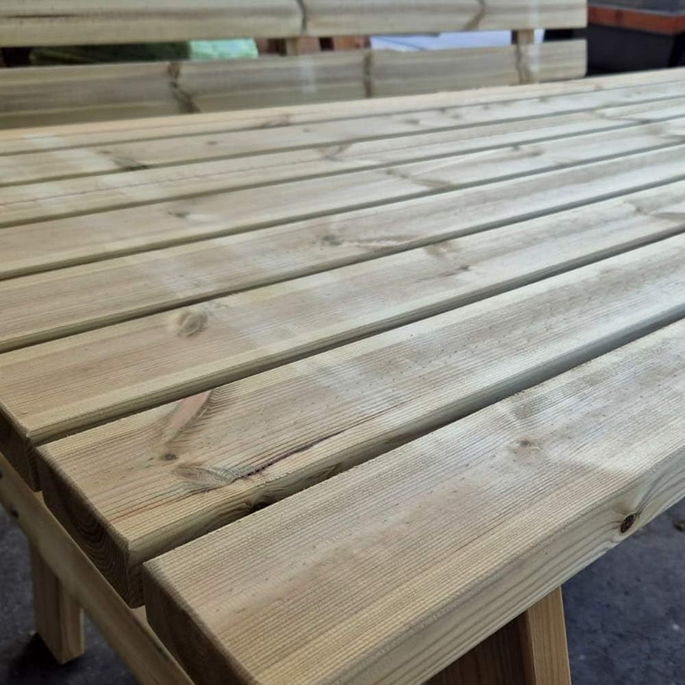 SUNWOOD Tavolo da picnic in legno 6 posti con panche integrate e schienale, 180x190x78h cm, in pino nordico impregnato