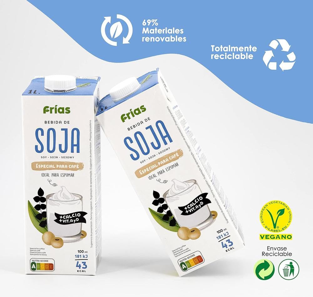 Frías Bebida Vegetal de Soja Calcio Pack 6x1L Sin Gluten Sin Lactosa Vegana
