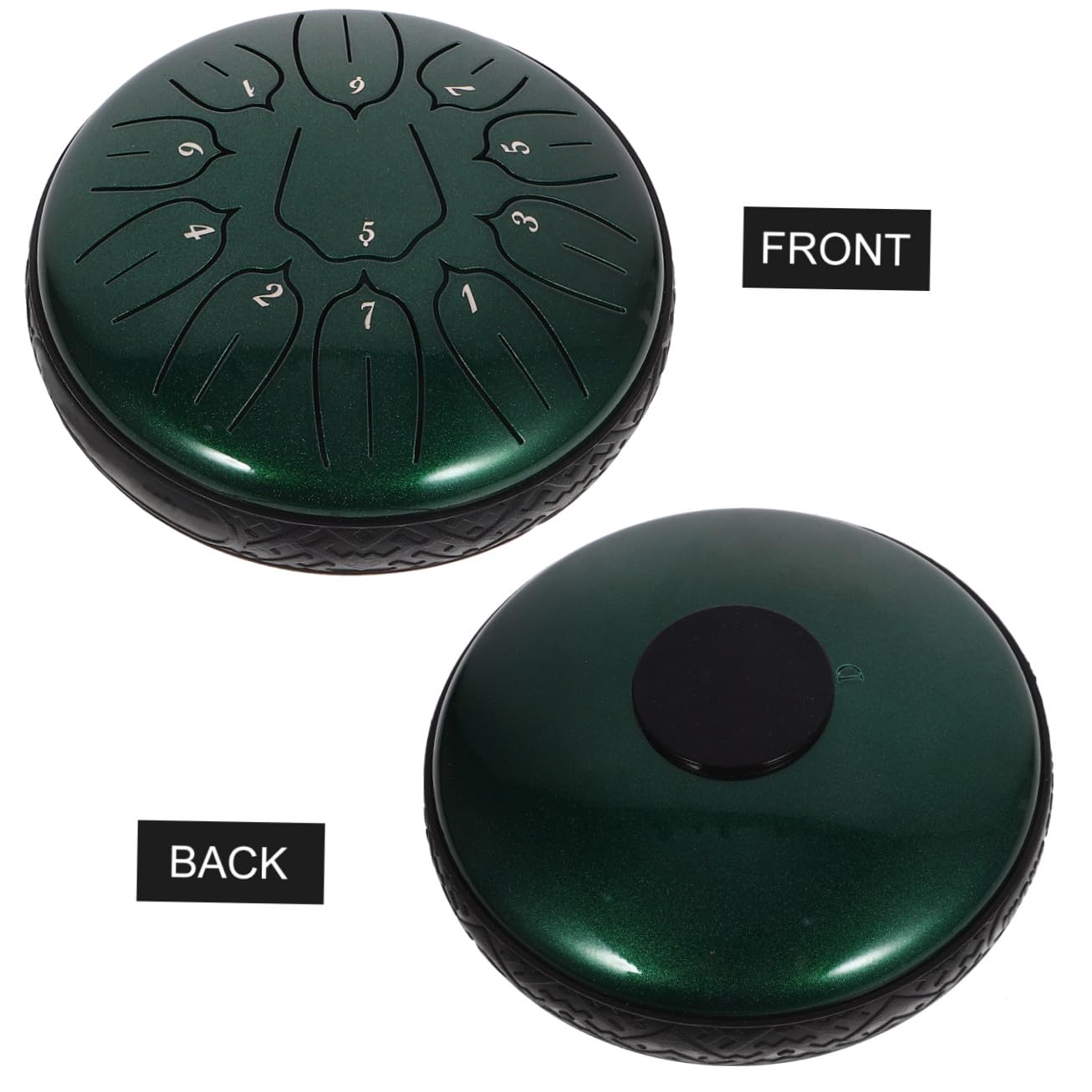 Tamburo Lingua Portatile Note Verde Smeraldo con Bacchette Completo Strumento Percussione per Amanti della Musica per Meditazione e Relax