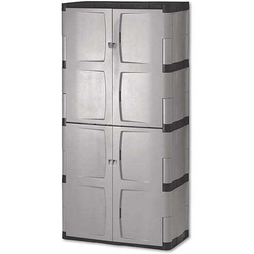 Rubbermaid Garage Storage Resin Full Double Door Cabinet, Gray