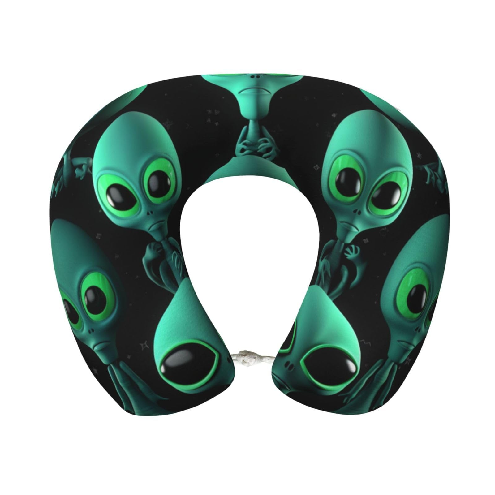 FodPand Travel Pillow Aliens Neck Rest Soft Comfortable Travel Neck Pillow U-Shaped Memory Foam Sleeping Rest Cushion Travel Accessories for Airplane Car and Office