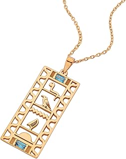 Cartouche Personalized Hieroglyphic Necklace, Hieroglyph Egypt Necklace Jewelry, Personalized Cartouche Necklace by HStudio (L, gold)