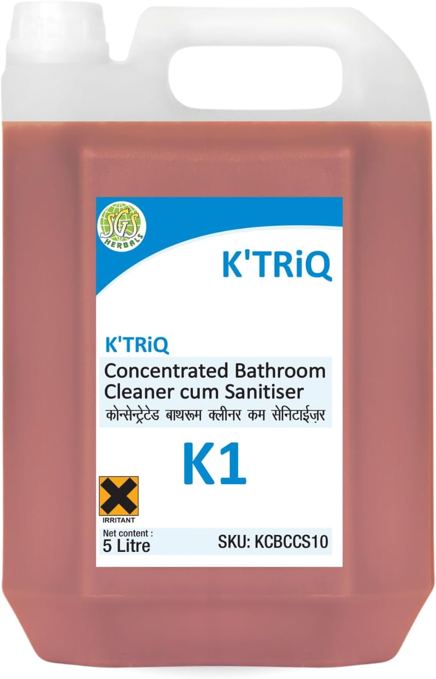 K-1 Bathroom Cleaner Concentrate | Limescale Remover Suitable for Tap, Shower, Sink & Bathroom Tiles | Removes 99.9% Germs(5 Litre, Pack of 1)
