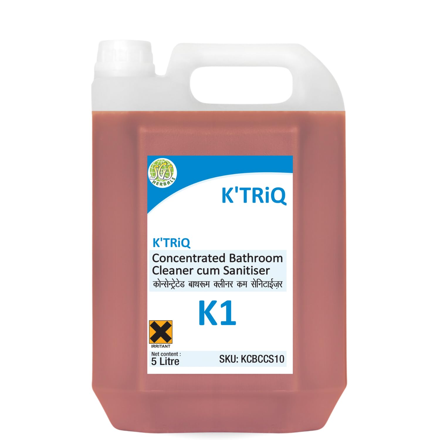 K'TRiQ K-1 Bathroom Cleaner Concentrate | Limescale Remover Suitable for Tap, Shower, Sink & Bathroom Tiles | Removes 99.9% Germs(5 Litre, Pack of 1)