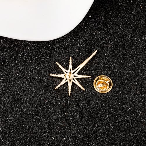 Image of Creative Octagram Star Brooch Pin Eight Awn Star Snowflake Zircon Badge Pins for Clothes Hats Elegant Suit Lapel Pin Shirt Collar Pin Jewelry Gifts for Women Men