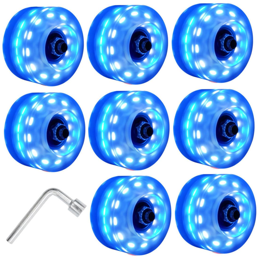 Lot de 8 roues lumineuses de rechange pour skateboard 82a 58 x 32 mm à double rangée Bleu