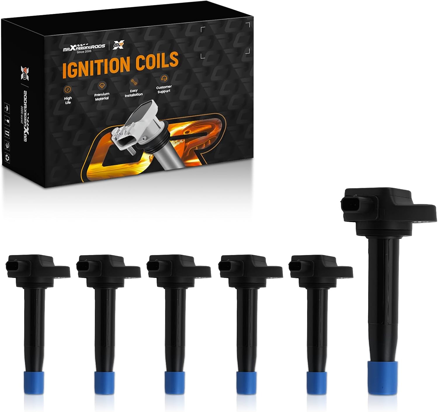 maXpeedingrods UF624 Set of 6 Ignition Coil Pack for Honda Pilot 09-15 Ridgeline 09-14 V6 3.5L, for Acura RDX 13-15 V6 3.5L MDX ZDX 10-13 V6 3.7L, Ignition Coil Kit Replaces 5C1722, E1124