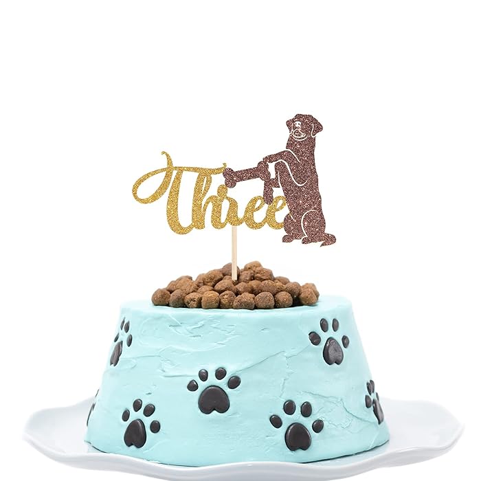 Buy Maicaiffe Gold Glitter Dog Three Cake Topper Labrador 3rd