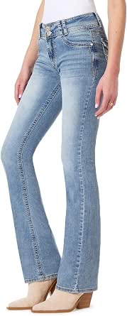 WallFlower Luscious Curvy Bootcut Jeans for Women, Mid-Rise Insta Stretch Denim, Size-Inclusive Juniors Jeans