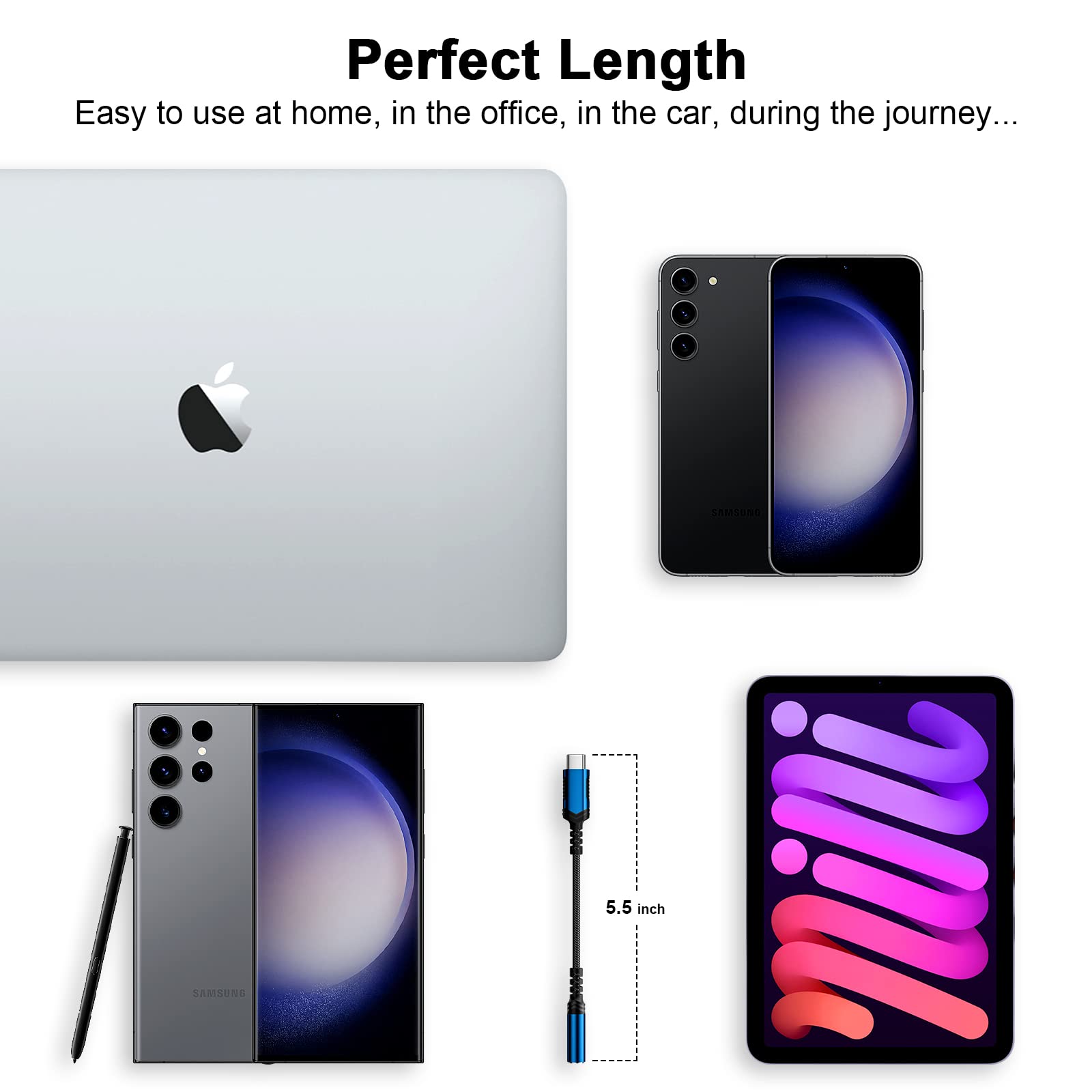 USB C auf 3,5 mm Adapter für iPhone 15 Pro Max Google Pixel 8 7a 6a 6 Typ C auf Aux Audio Dongle Kabel Konverter 3,5 mm Klinke Kopfhörer-Adapter für Samsung A53 A54 Galaxy S23 FE S22 S21 OnePlus Open