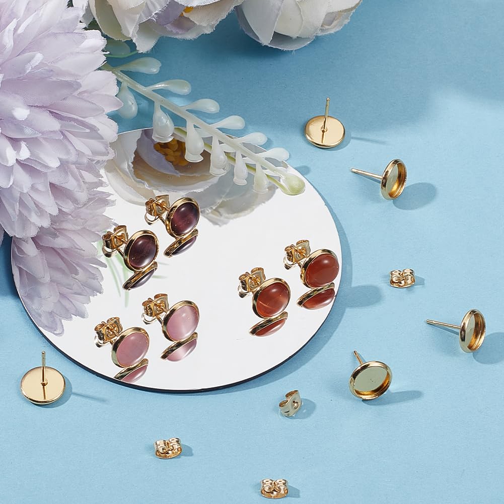 Castoni Per Orecchini In Oro 18K - 50 Pezzi Con Vassoio E Supporti - Per Creazioni Bijoux E Cabochon - Diametro 10 Mm - Foto 5