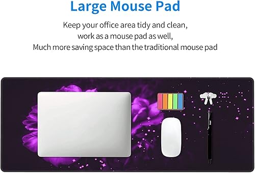 Miniatura 8 de Alfombrilla de mouse para juegos de rosas moradas, alfombrilla de escritorio grande XL, almohadillas largas extendidas, alfombrilla grande para