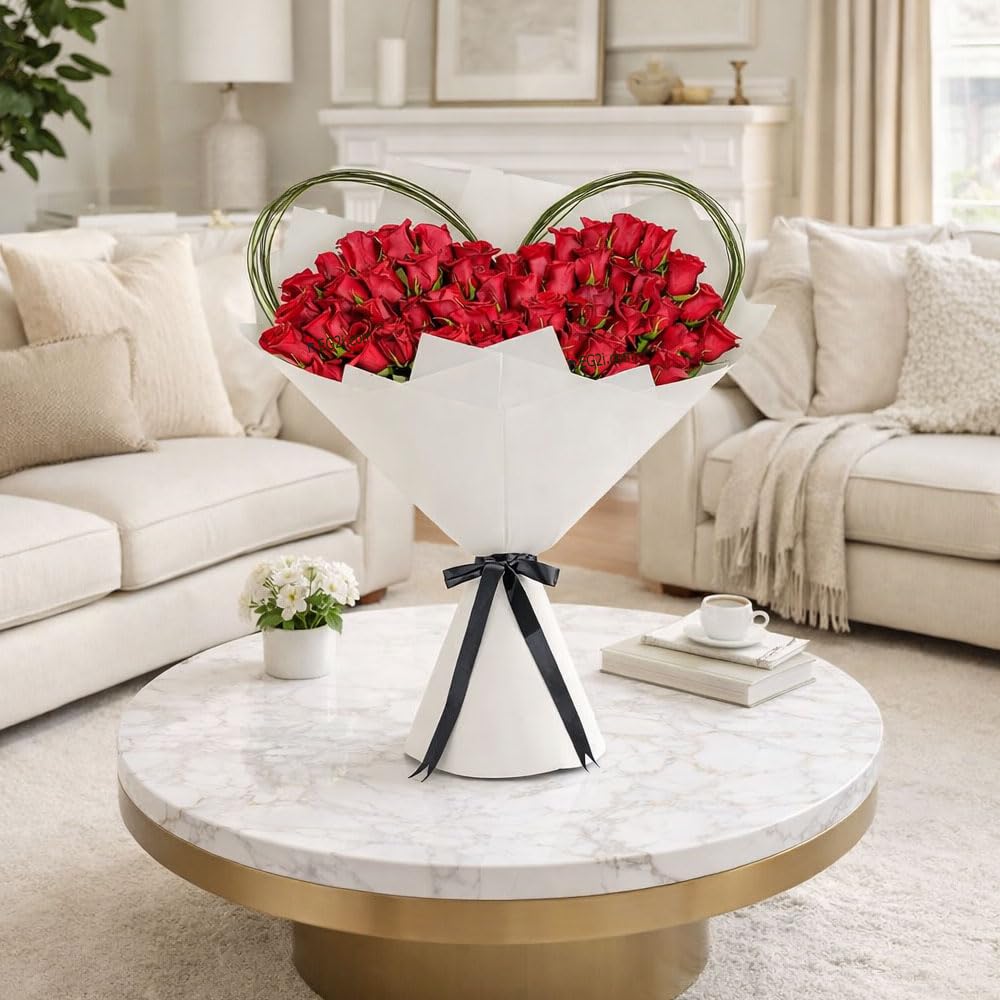 EG2i Live Fresh Flowers Bouquet (75Red Roses) for Valentine's Day Gift, Mother's Day Gift, Anniversary Gift, Birthday Gift, gifts for Girl Friend, Wedding Gift, woman's day gift, Same day delivery-image-20