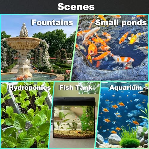 Springbrunnenpumpe 60W 3000L/H Teichpumpe Mit 3m Extra-Langes Kabel Schutz vor Überhitzung Funktion Ultra Leise Aquariumpumpe Wasserpumpen für Brunnen, Hydroponik-Systeme, Submersible Tauchpumpe