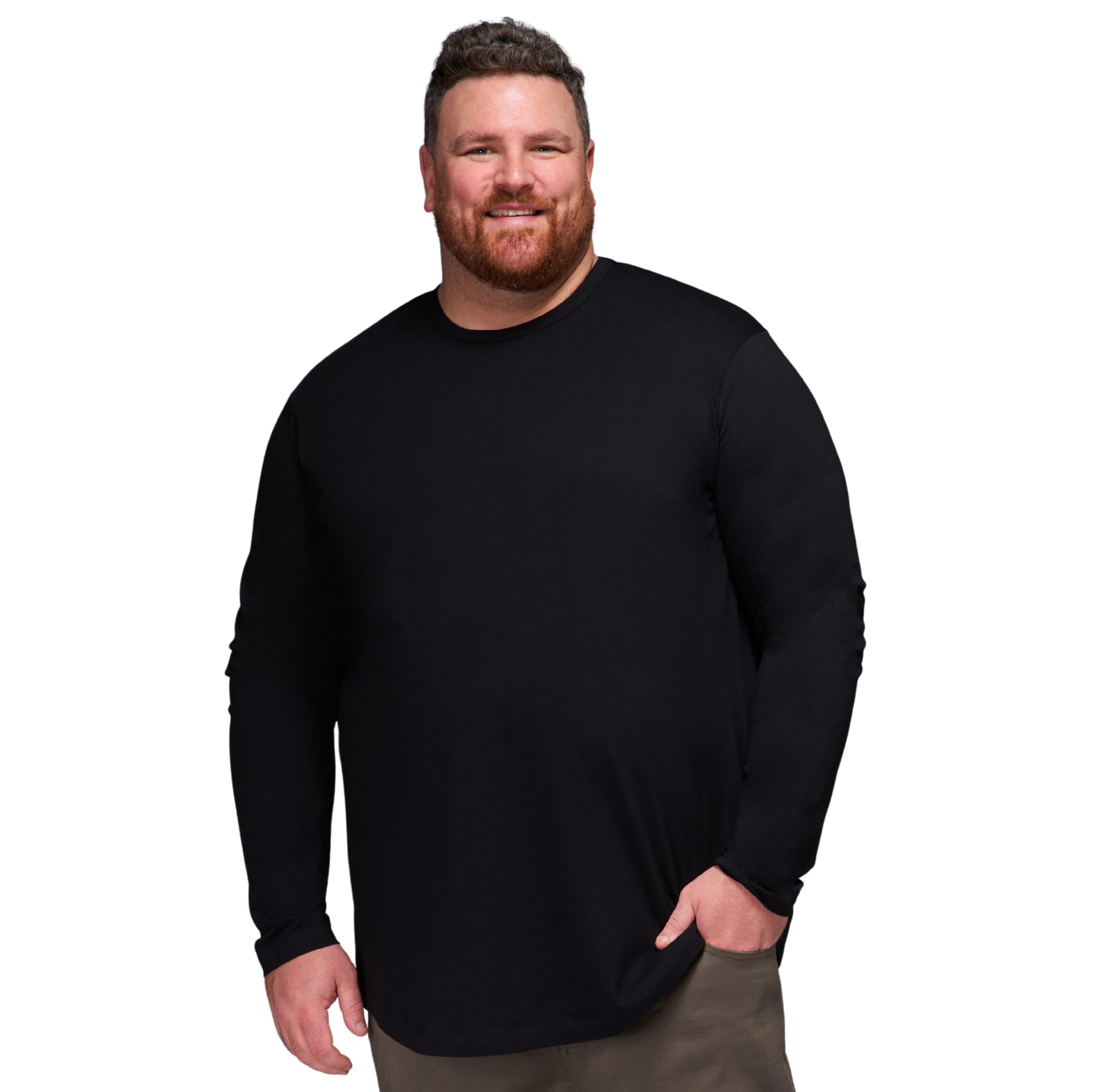 STRONGSIZE Mens Big and Tall Long Sleeve T-Shirts Stretch Cotton Long Sleeve Tee Longer Length Crewneck Sizes XL