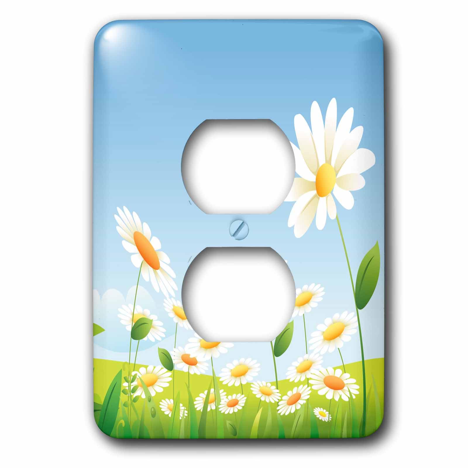 Marguerites blanches et jaunes plaque de finition salon nature 3dRose