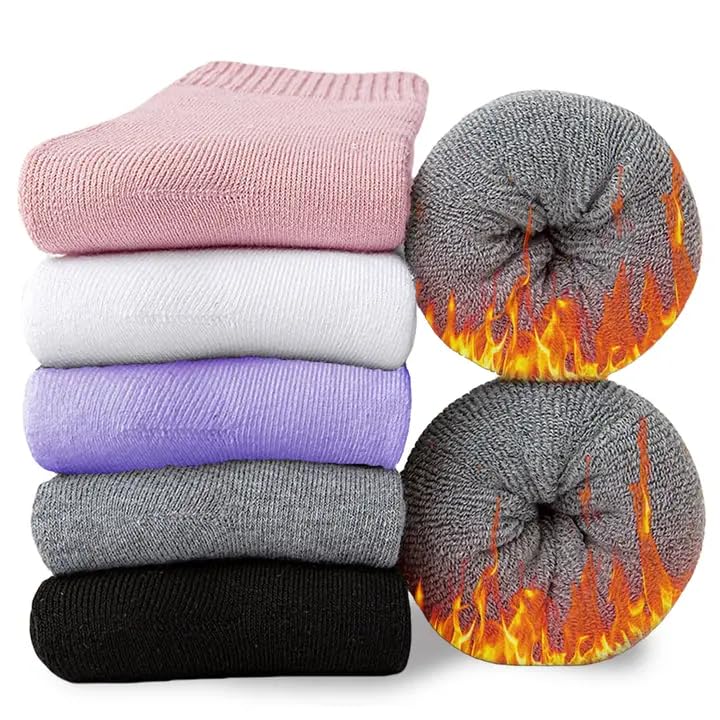 Josnown Wool Socks for Women, 5 Pairs Warm Winter Thermal Thick Hiking Boot Socks