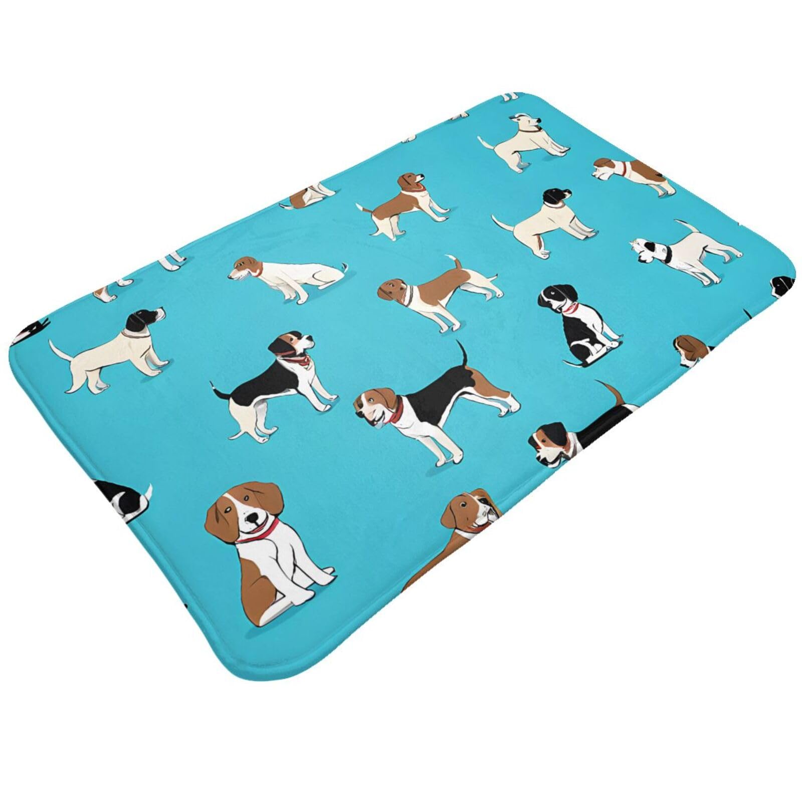 Cartoon Beagle Dog Print Living Room Bathroom Kitchen Anti Slip and Absorbent Carpet, Indoor Entrance Door Muddy Floor Mat, Ultra Soft Washable Carpet 21x31.5 Inches