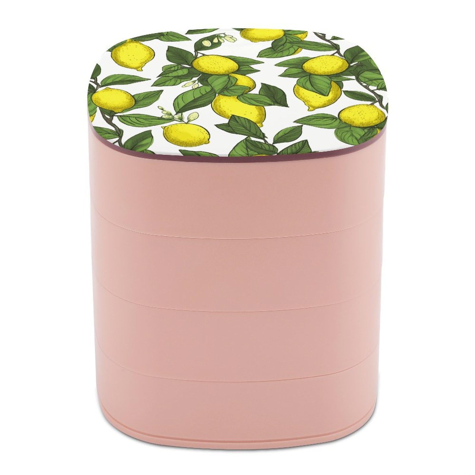 JTREHY Yellow Fresh Lemons Jewelry Box 4-Layer Covered Rotating Jewelry Storage Box Large Capacity Storage Boxes Portable Jewelry Case for Bracelets Earrings Necklace