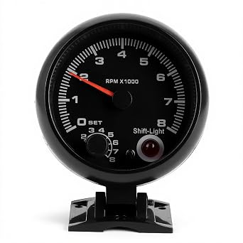 Car Tachometer Gauge 0-8000 RPM with Adjustable Shift Light for 12V Petrol Vehicles with Adjustable Shift Light