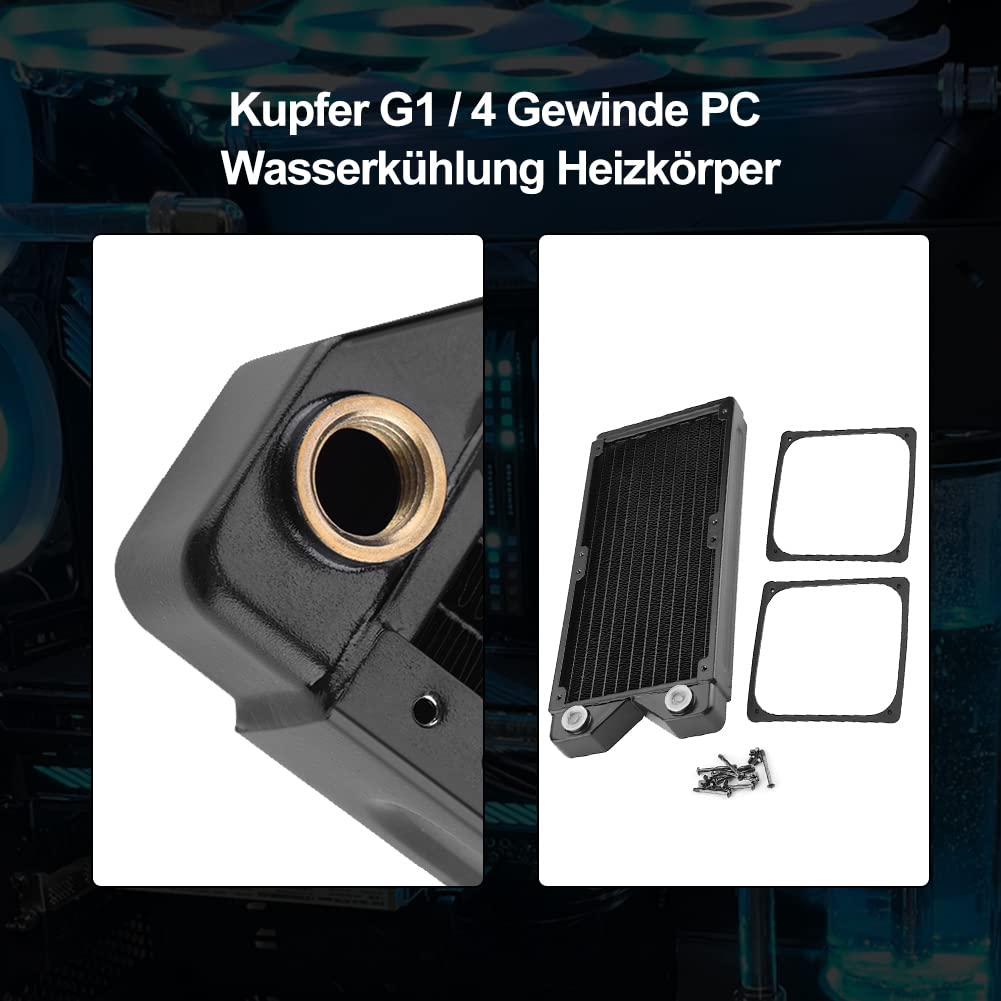 Richer-R 120mm/240mm/360mm Radiator, Kupfer G1 / 4 Gewinde PC Wasserkühlung Heizkörper,Wärmetauscher Schnelle Kühlkörper Radiator für PC Wasserkühlung industrielle Wasserkühlung usw.(240mm)