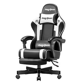 Gaming Stuhl Chair Gamer Sessel - Ergonomischer Gamer Stuhl mit Fußstütze Kopfstütze und Lordosenstütz Höhenverstellbar Gepolstert Gamingstuhl 150 Kg Tragkraft PC Sessel Drehsessel Schwarz - Amazon product rated Grade A
