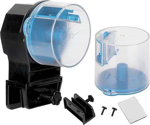 Miniatura 6 de Fydun Comedero automático para peces, temporizador flexible, fácil de instalar, dispensador de alimentos para pescados, color azul, amplia gama de