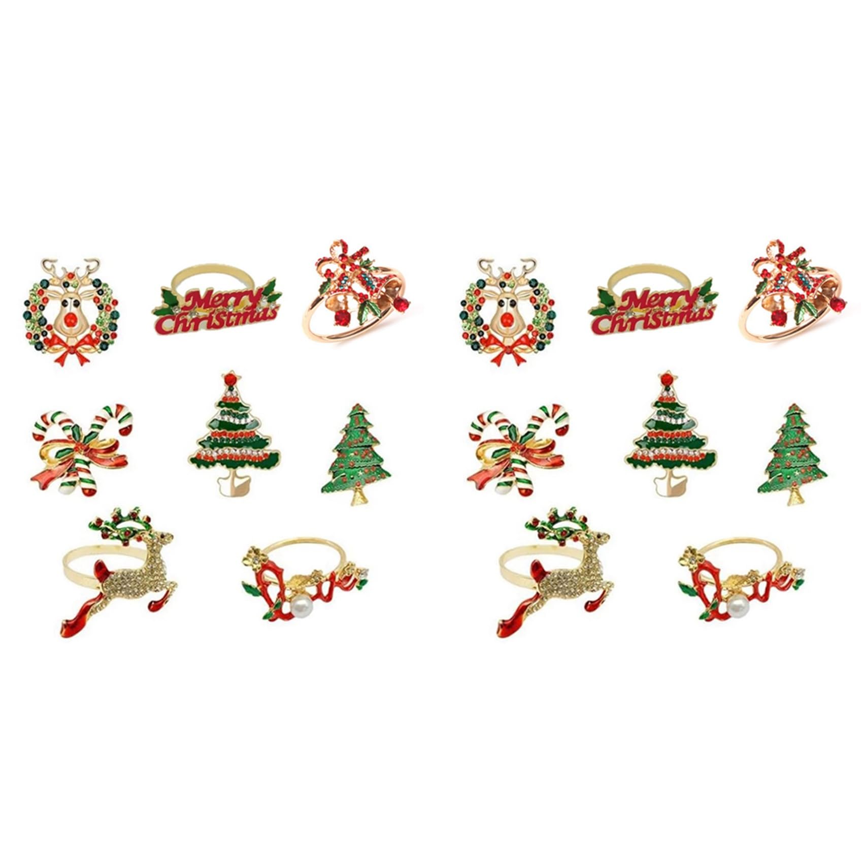 Hndhbfgrt 16Pcs Christmas Napkin Rings -Napkin Holder Rings for Holiday Christmas Table Decoration Napkin Buckle